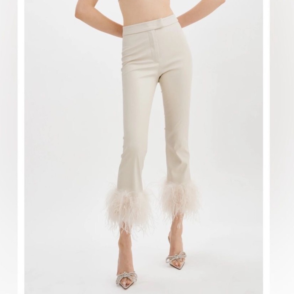 LaMarque Feather Hem Faux Leather Pants